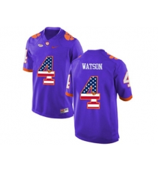 2016 US Flag Fashion Clemson Tigers DeShaun Watson #4 College Football Limited Jersey - Purple