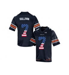 2016 US Flag Fashion Mens Under Armour Pat Sullivan #7 Auburn Tigers College Football Throwback Jersey - Navy Blue