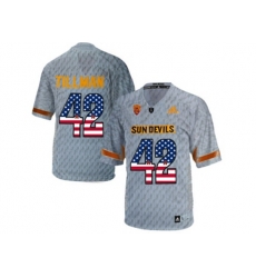 2016 US Flag Fashion Mens Arizona State Sun Devils Pat Tillman #42 Desert Fuel College Football Jersey - Grey