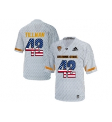 2016 US Flag Fashion Mens Arizona State Sun Devils Pat Tillman #42 Desert Ice College Football Jersey - White