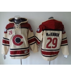 Colorado Avalanche #29 Nathan MacKinnon Cream Sawyer Hooded Jerseys