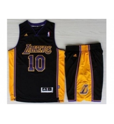 NBA Los Angeles Lakers #10 Steve Nash Black(Revolution 30 Swingman)Suits Purple Number 2013 New Style