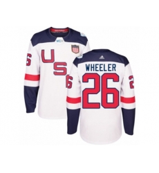 Youth Adidas Team USA #26 Blake Wheeler Premier White Home 2016 World Cup Ice Hockey Jersey