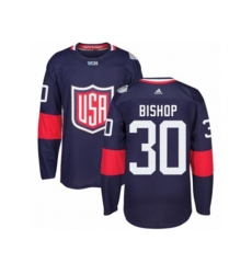 Youth Adidas Team USA #30 Ben Bishop Premier Navy Blue Away 2016 World Cup Ice Hockey Jersey