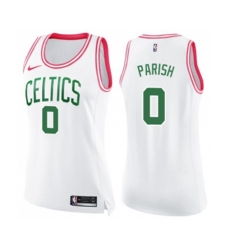Womens Boston Celtics #0 Robert Parish Swingman White Pink Fashion Basketball Jersey