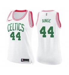 Womens Boston Celtics #44 Danny Ainge Swingman White Pink Fashion Basketball Jersey