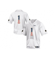 2016 US Flag Fashion 2015 Under Armour Mens Norte Dame Fighting Irish #1 Fan College Football Jersey - White